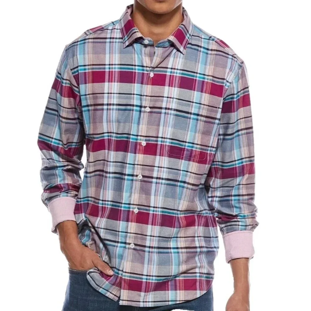 Tommy Bahama Lazlo Cheers Check Button Up Shirt Mens Large Festival Plaid - Picture 1 of 9